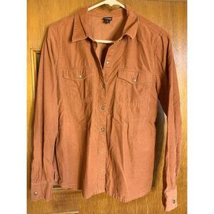 Patagonia (8) Women's Top - Blouse Button Up Orange Corduroy Shirt Cotton